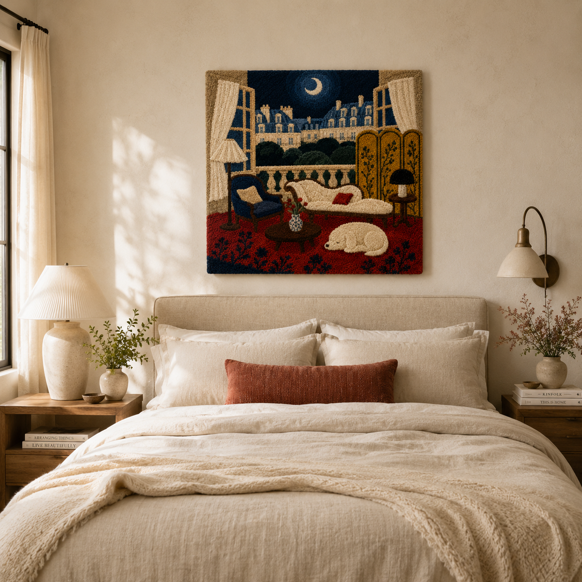 Hewn Earth Gilded Oasis wall art featuring a textured, gold-toned desert landscape scene for modern interior decor.