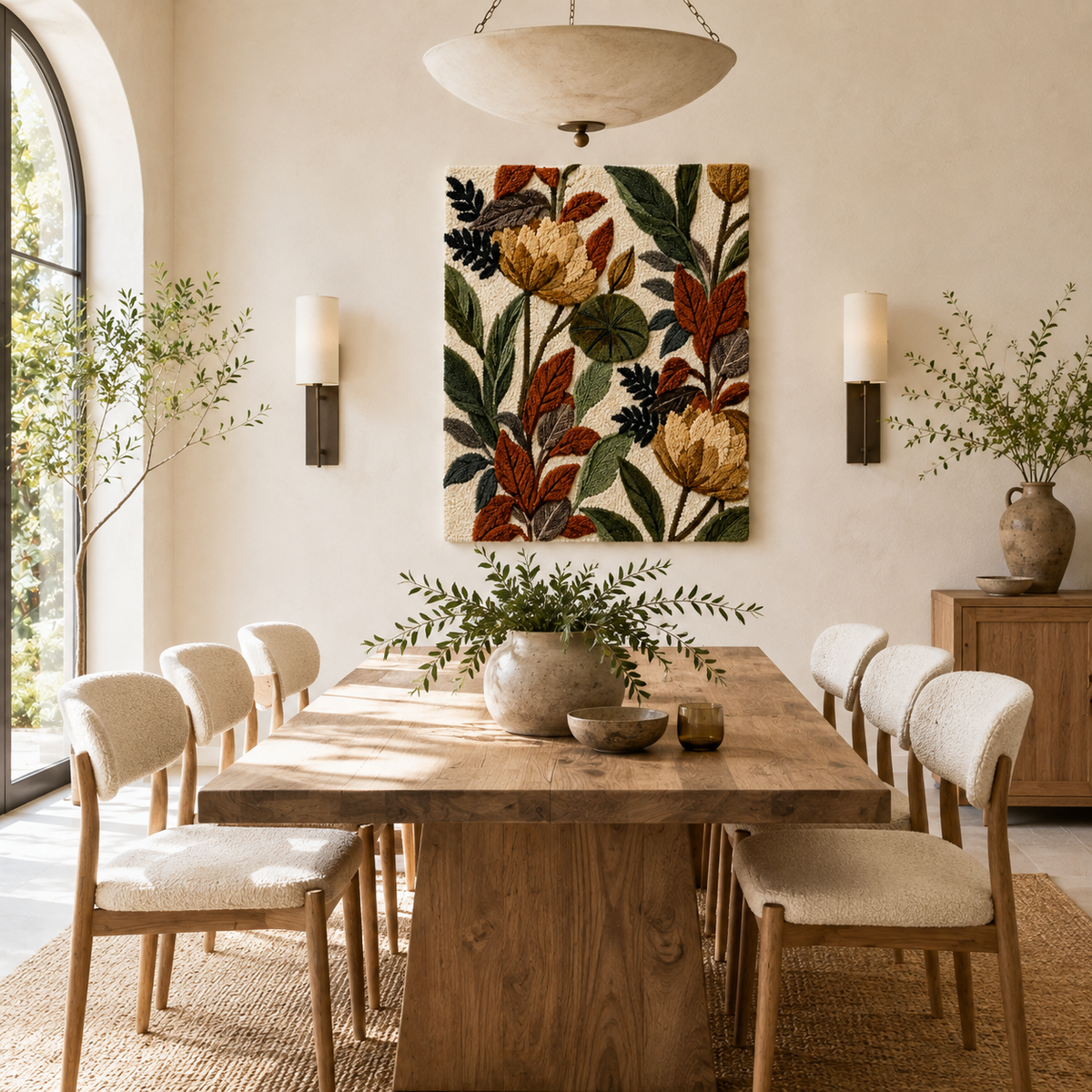 Close-up of Hewn Earth Luminous Veranda wall art featuring intricate textured design in warm tones.