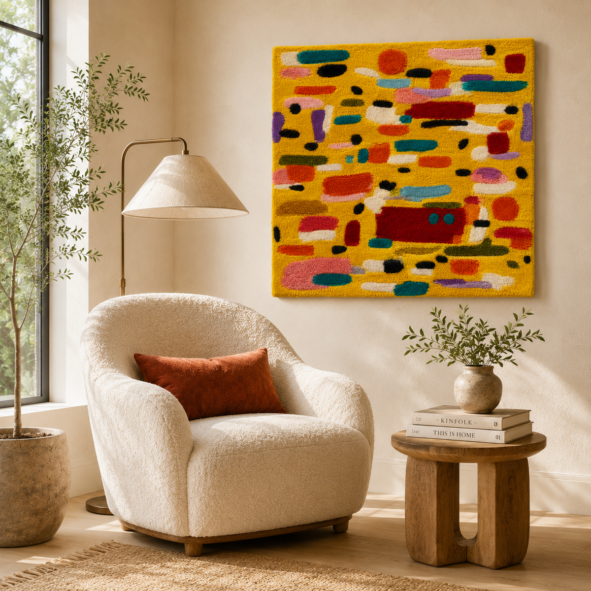 Hewn Earth Afterglow Dunes wall art featuring a serene desert landscape with soft glowing dunes, ideal for wall decor.