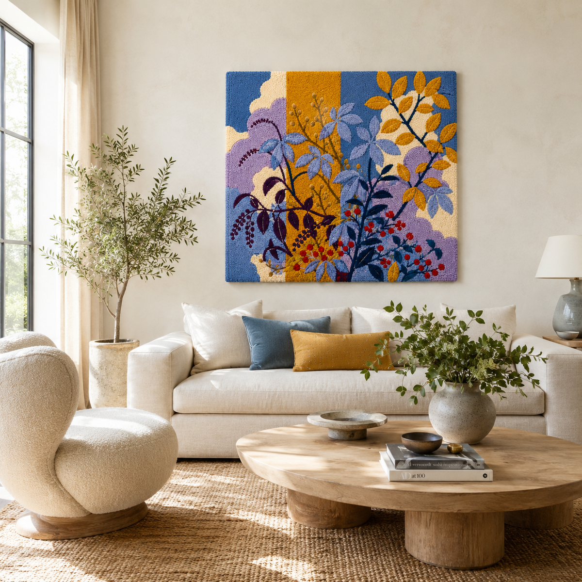 Hewn Earth Cinder Koi wall art featuring a vibrant koi fish design on a textured background, suitable for home decor.