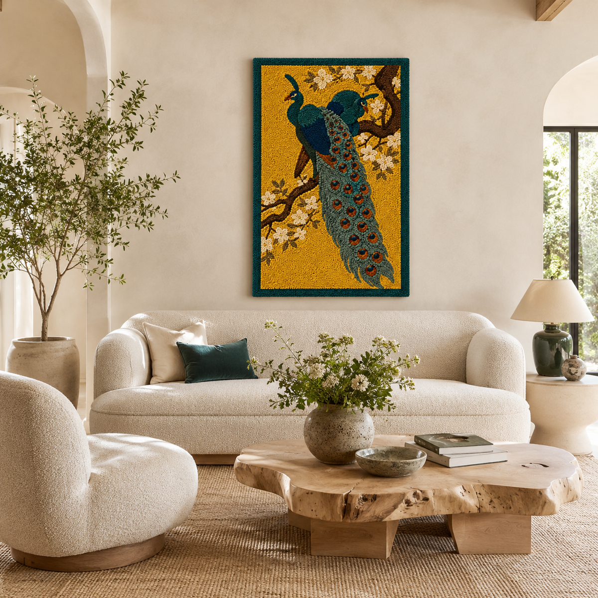 Hewn Earth Ember Fable wall art featuring warm, abstract design with earthy tones on a neutral background.