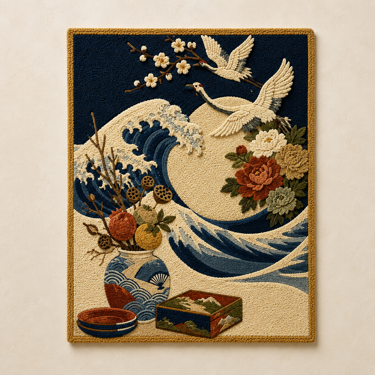 Hewn Earth Gilded Meadow wall art featuring a serene natural landscape with gold accents on textured canvas.