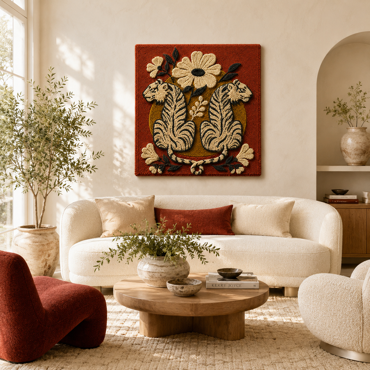 Hewn Earth Cinder Juniper wall art featuring a natural juniper branch with textured, earthy tones on a neutral background.