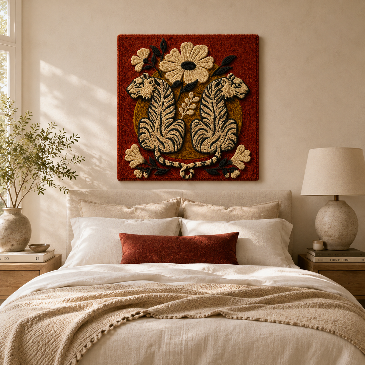 Hewn Earth Cinder Juniper wall art featuring a detailed botanical illustration of juniper branches and foliage.