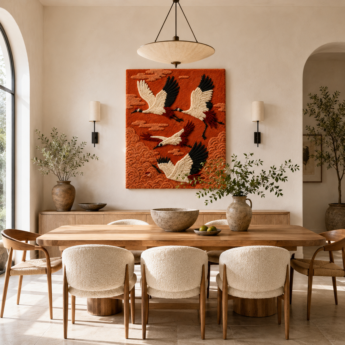 Close-up of Hewn Earth Afterglow Bloom wall art featuring vibrant, abstract floral design on textured surface.