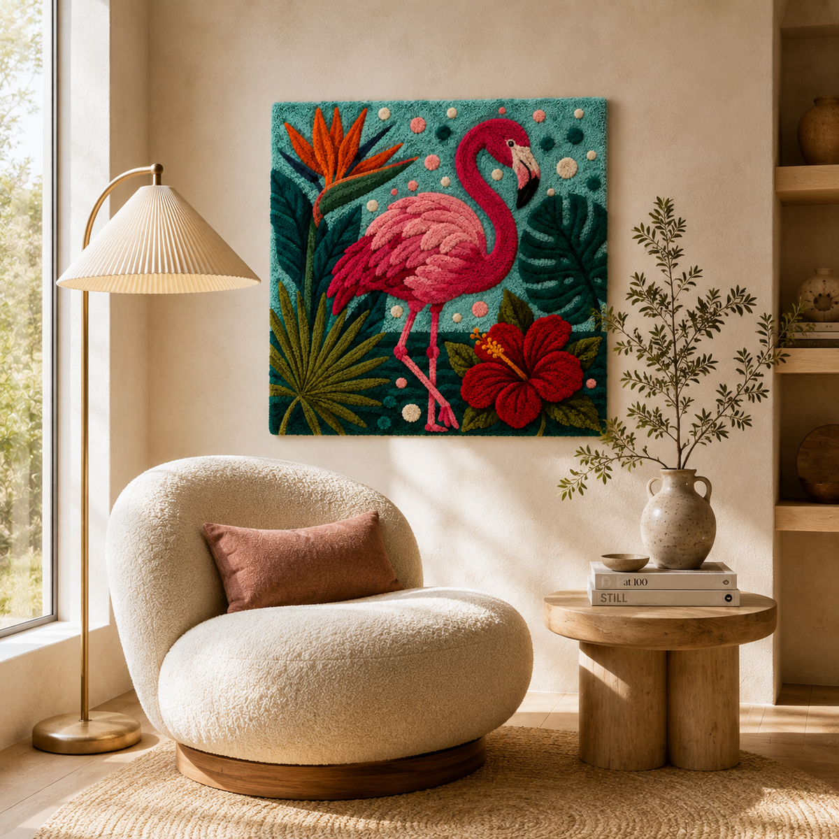 Hewn Earth Cinder Saffron wall art featuring warm, textured abstract design suitable for modern home decor
