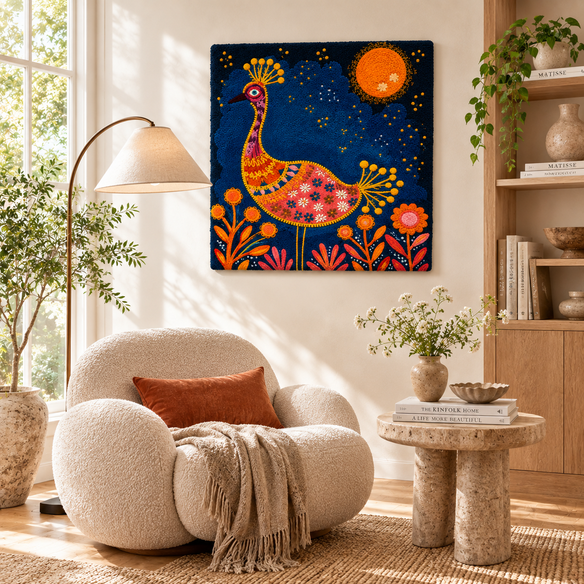 Hewn Earth luminous crescent wall art featuring a glowing, textured crescent moon design for modern home decor.