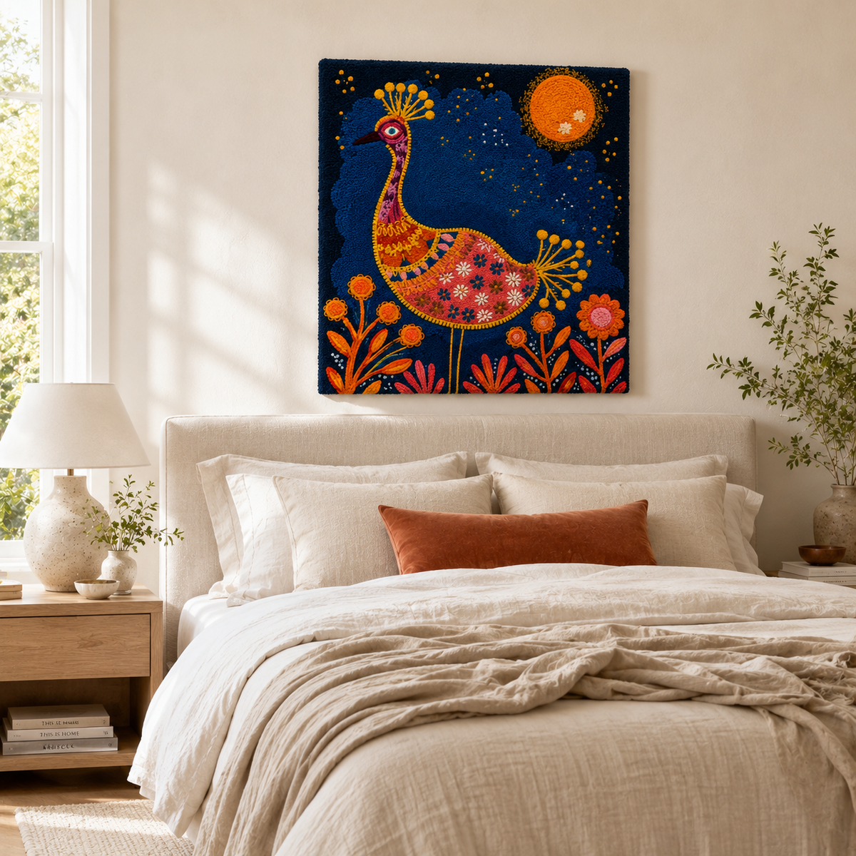 Luminous Crescent wall art by Hewn Earth featuring a glowing crescent moon design on a neutral background.