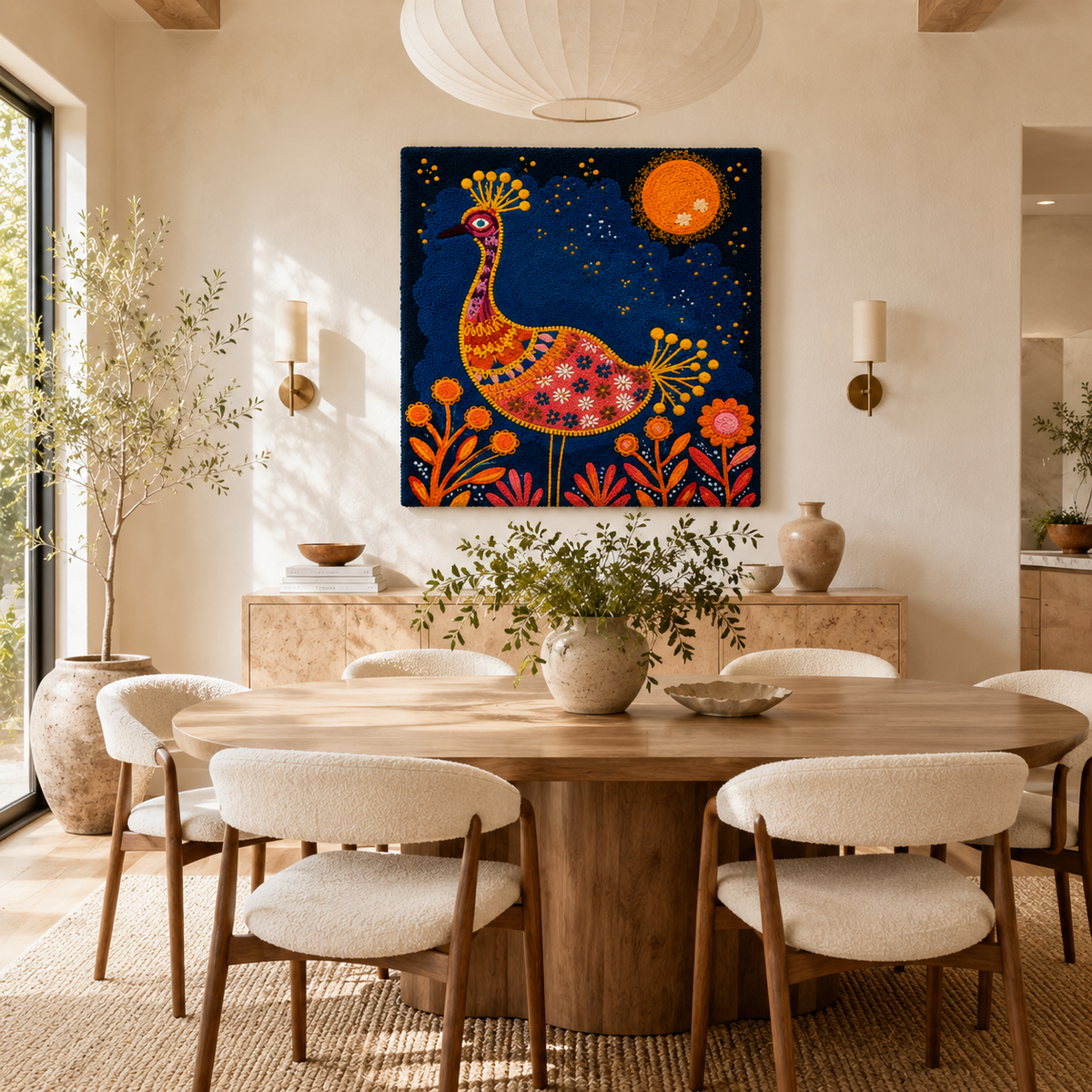 Luminous Crescent wall art by Hewn Earth, featuring a glowing crescent moon design in a natural art style.