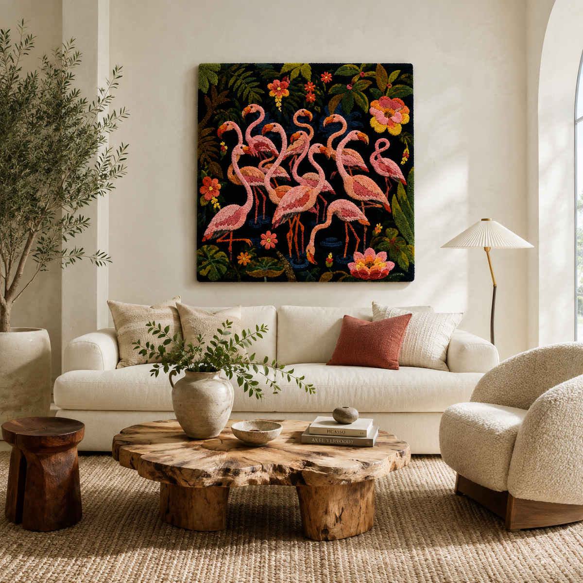Hewn Earth Afterglow Jardin wall art featuring vibrant, abstract botanical design on a canvas or print.