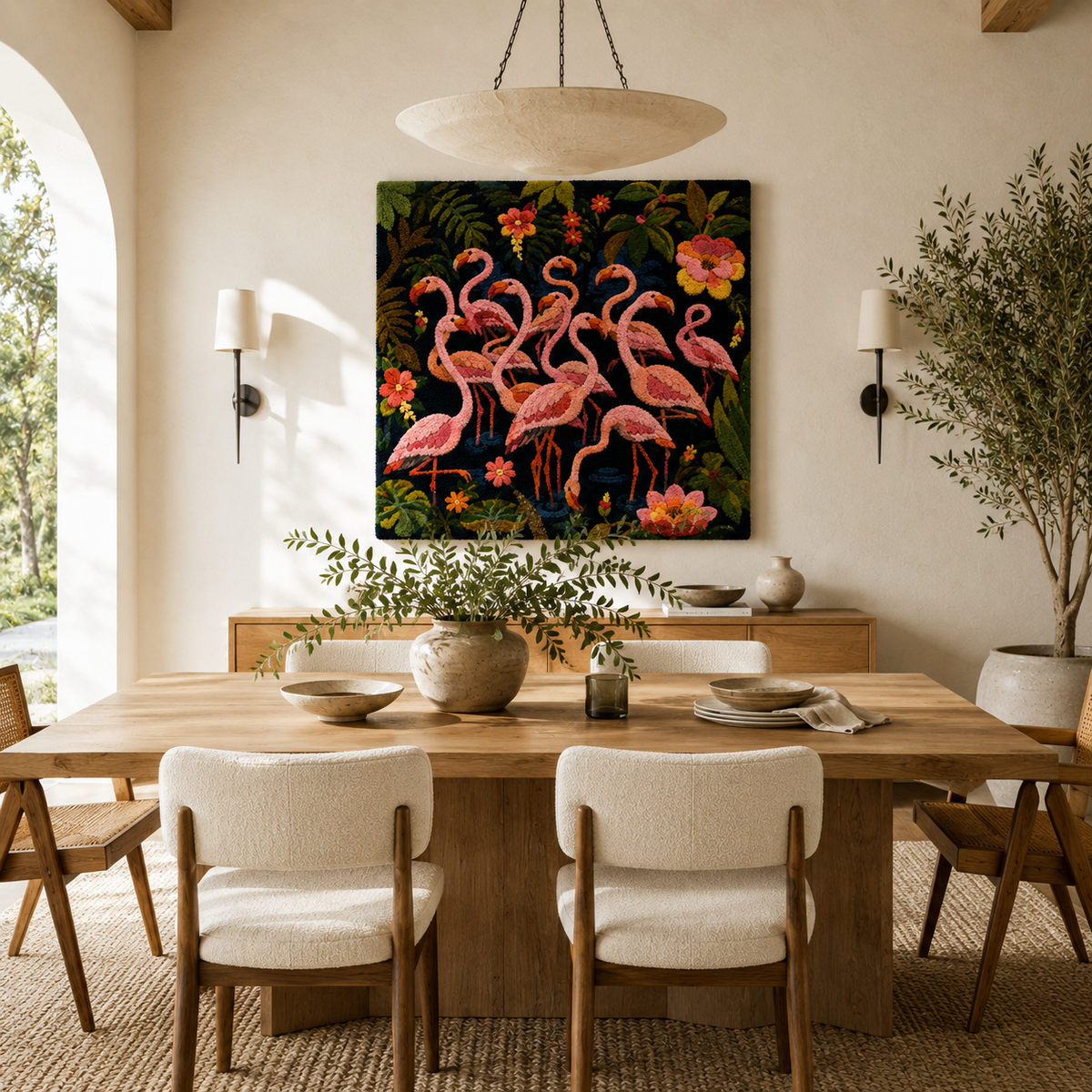 Hewn Earth Afterglow Jardin wall art featuring vibrant, abstract botanical design on a canvas or framed print.