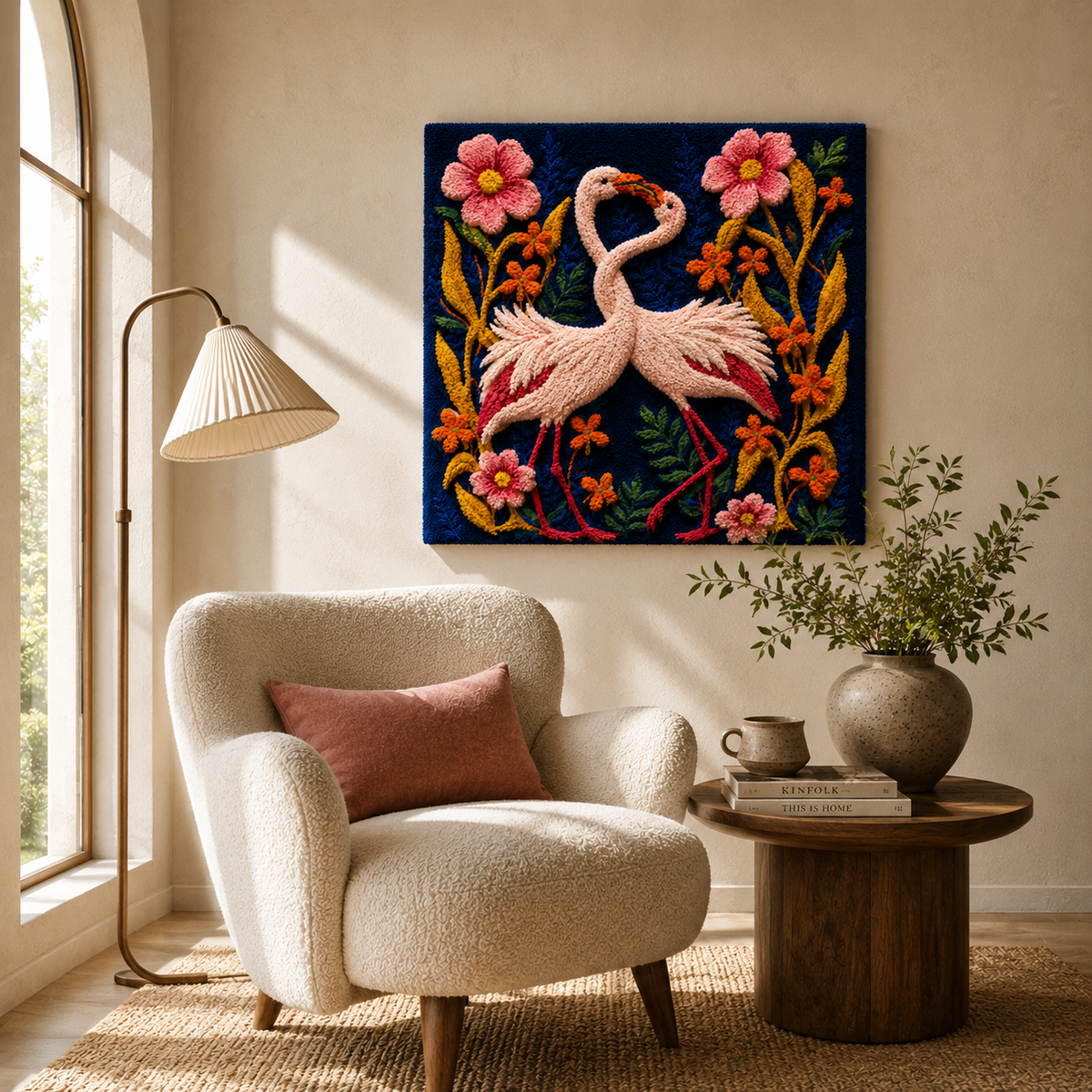 Hewn Earth Cinder Quietude wall art featuring a minimalist abstract design in earthy tones on a neutral background.