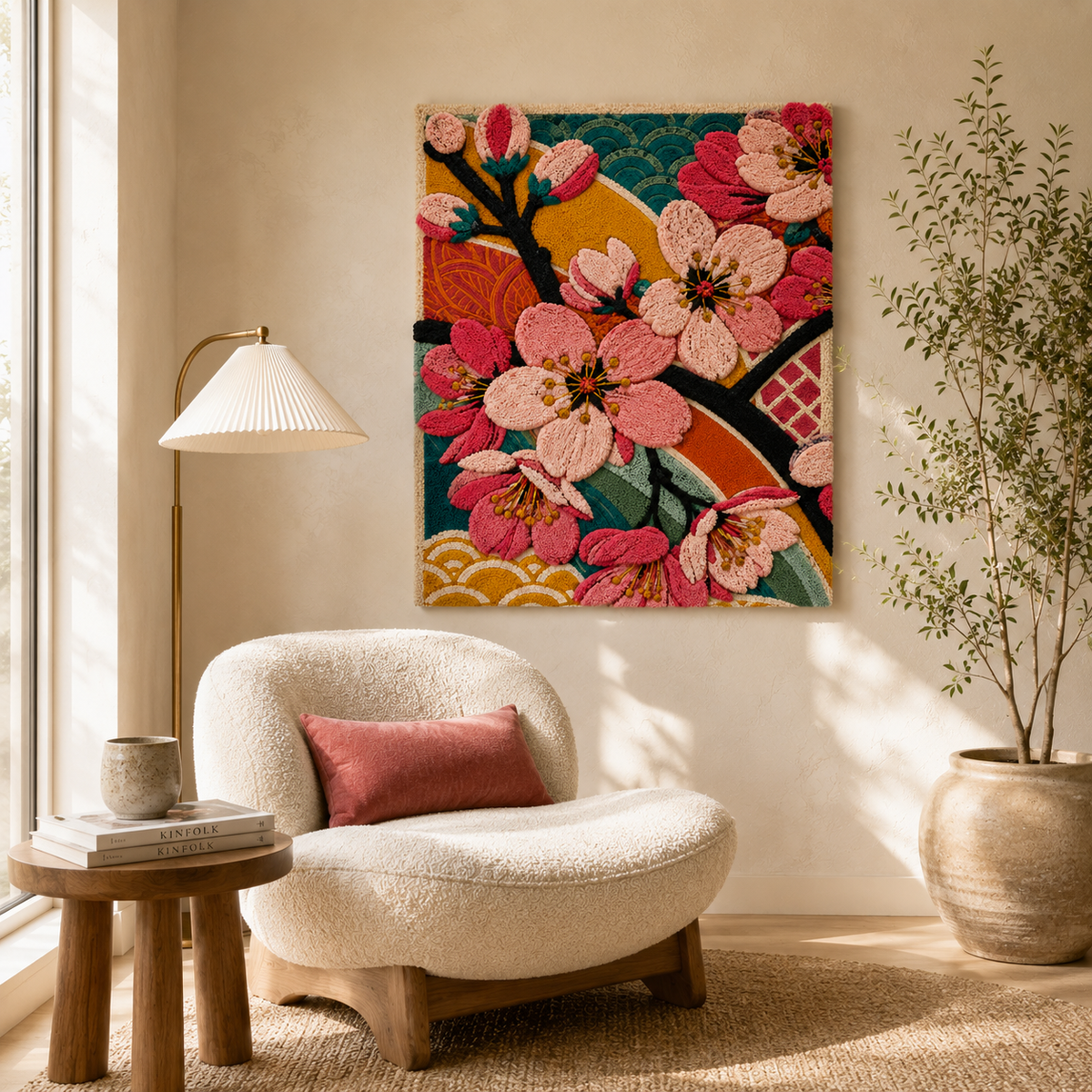 Hewn Earth Afterglow Solstice wall art featuring vibrant, abstract design with warm and cool tones for modern home decor.