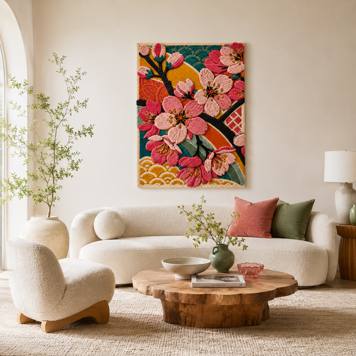 Hewn Earth Afterglow Solstice wall art featuring vibrant, abstract sunset design on a canvas or print.