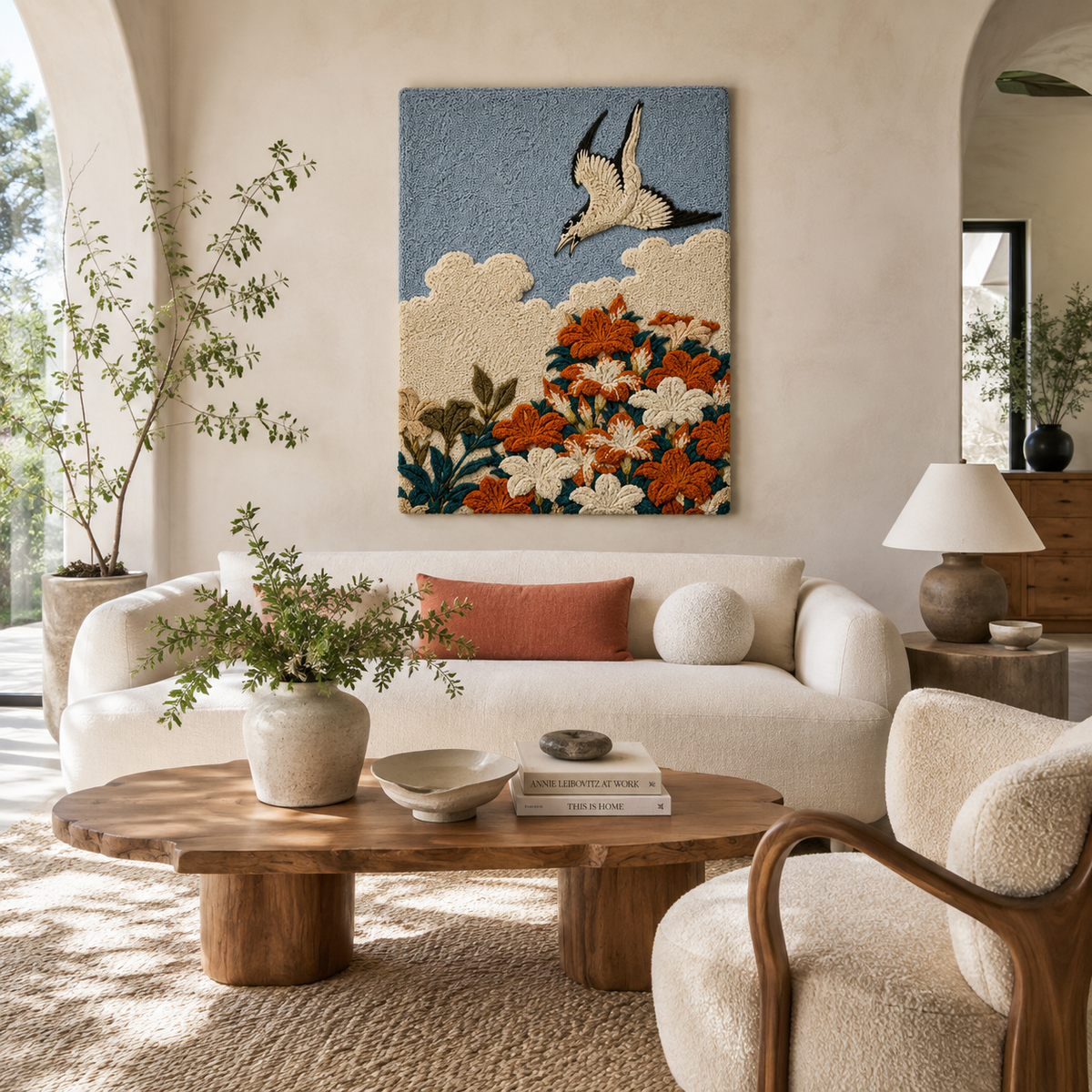 Hewn Earth Gilded Palms wall art featuring gold-toned palm leaf design on a textured background for tropical decor.