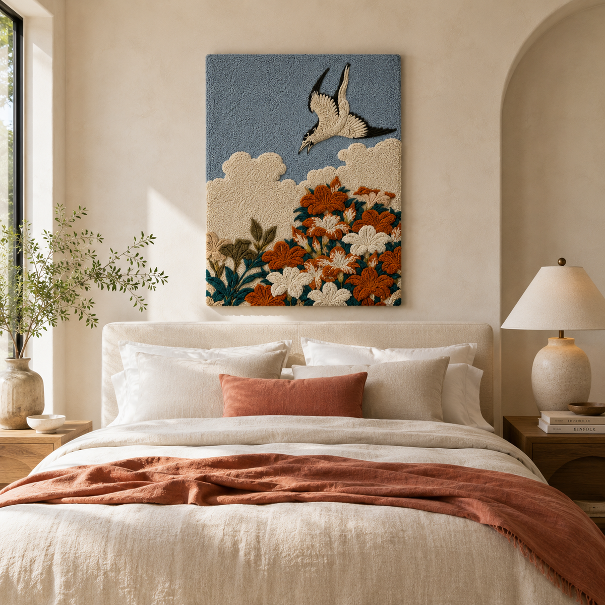 Gilded Palms wall art by Hewn Earth featuring gold-accented palm leaves on a neutral background.