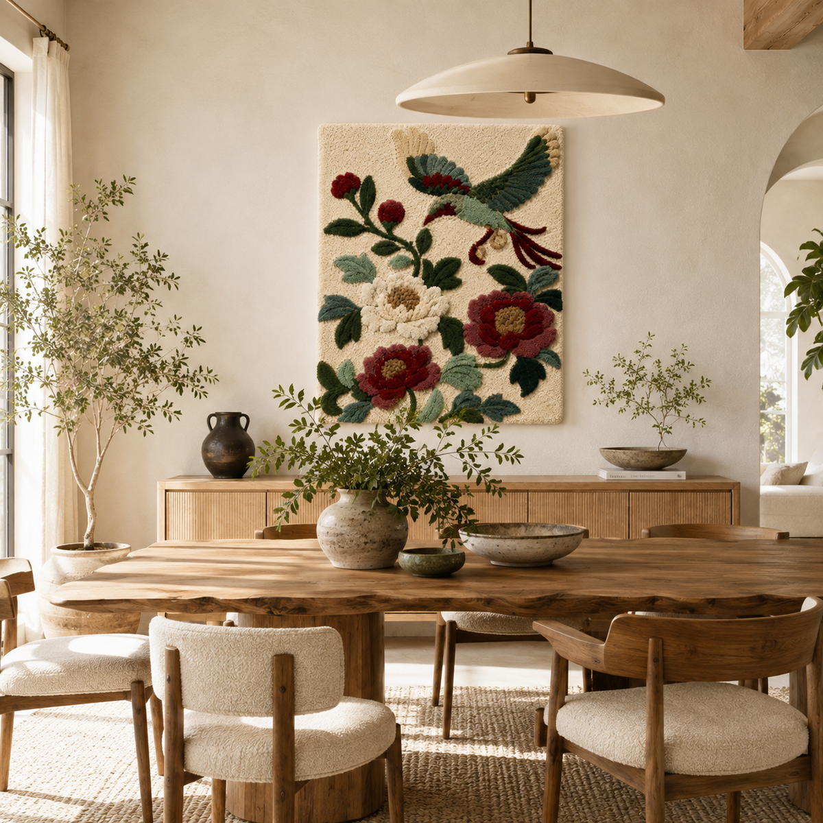Luminous Willow Hewn Earth wall art featuring a glowing willow tree with soft light and natural colors on a textured background.