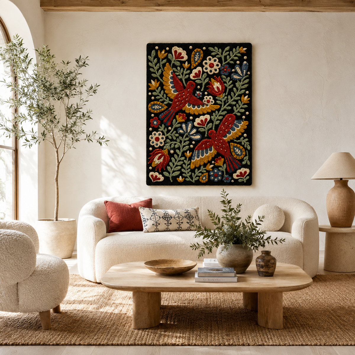 Hewn Earth Afterglow Estuary wall art featuring abstract sunset colors and serene aquatic scenery in a modern framed design.