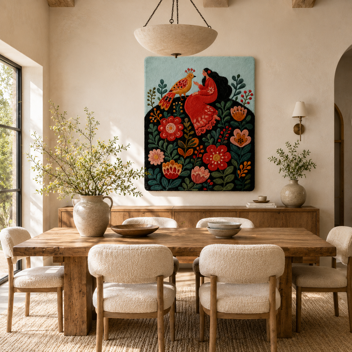Hewn Earth Ember Grove wall art featuring a serene natural scene with trees and foliage, suitable for decorating living spaces