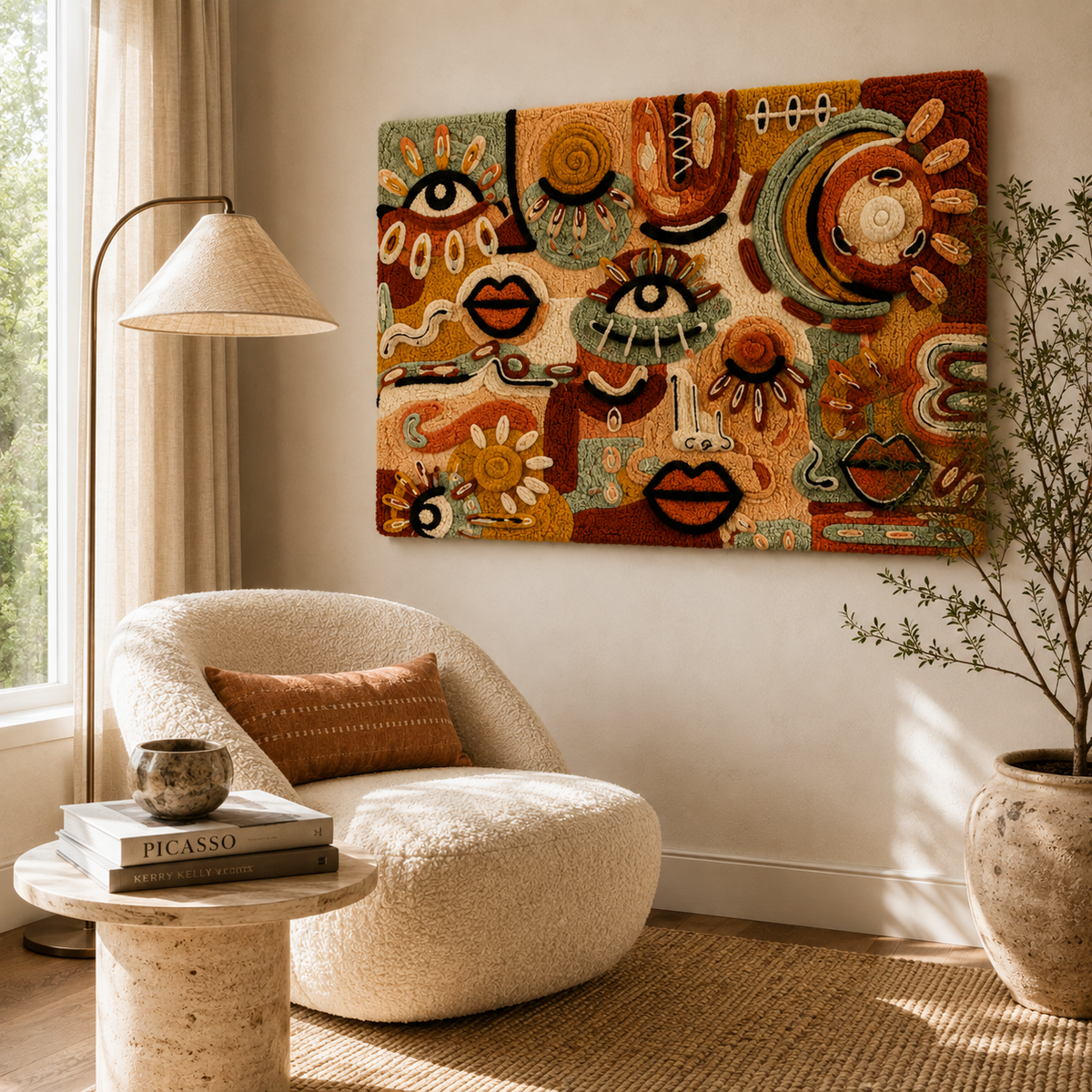 Gilded Nightfall wall art by Hewn Earth featuring a serene, abstract night scene with gold accents on a textured background.