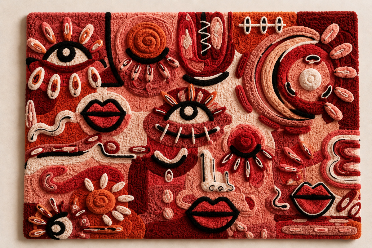 Hewn Earth Ember Rill wall art featuring textured, abstract design in earthy tones on a neutral background.