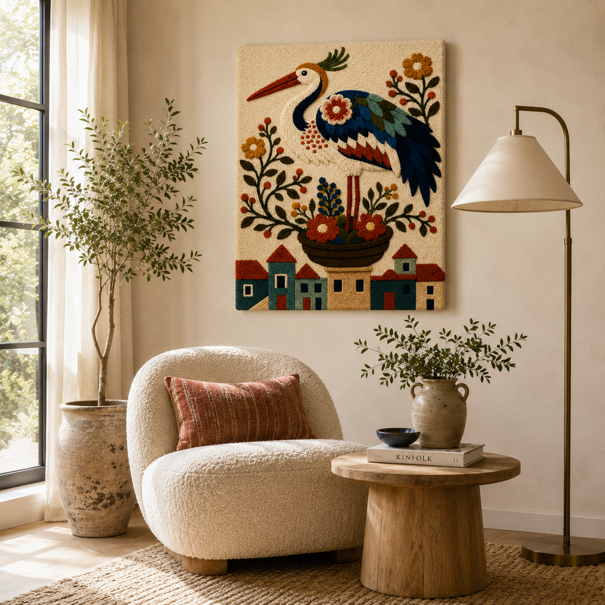 Hewn Earth Ember Parade wall art featuring vibrant, abstract designs on a textured canvas for modern home decor.