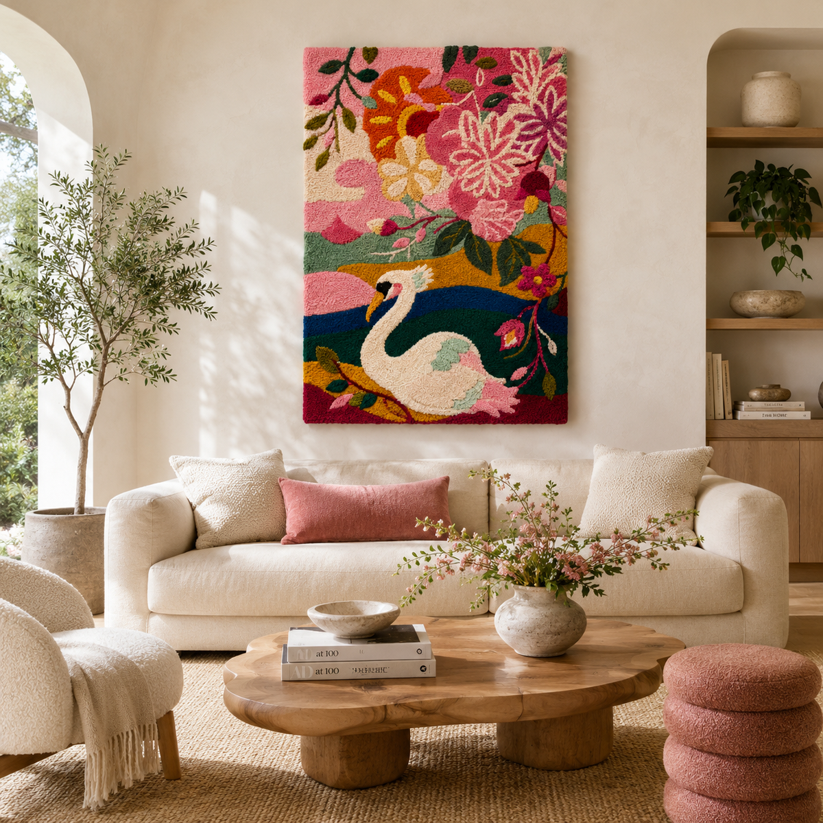 Luminous Fjord Hewn Earth wall art featuring vibrant, luminous colors depicting a scenic fjord landscape.
