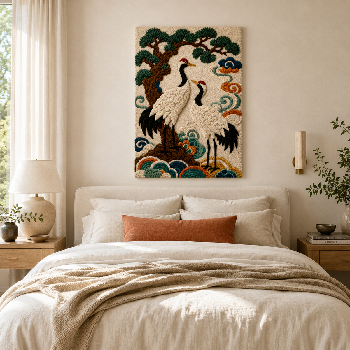 Hewn Earth Afterglow Mirage wall art featuring abstract, colorful design displayed on a modern room wall.