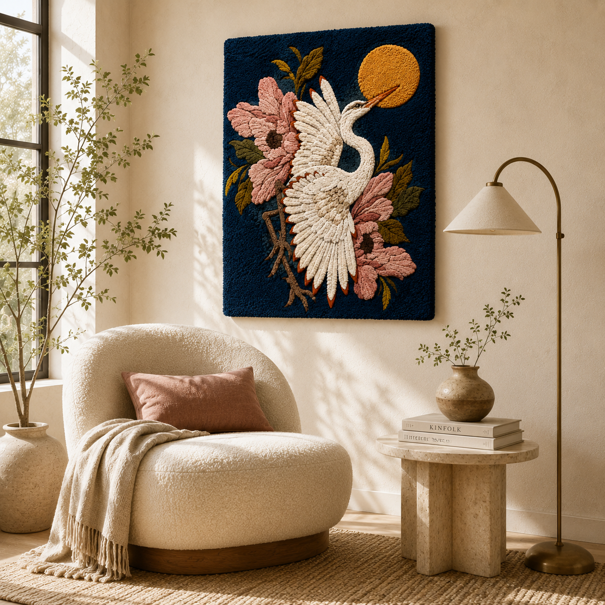 Hewn Earth Cinder Thicket wall art featuring abstract natural textures in earthy tones on a light background.