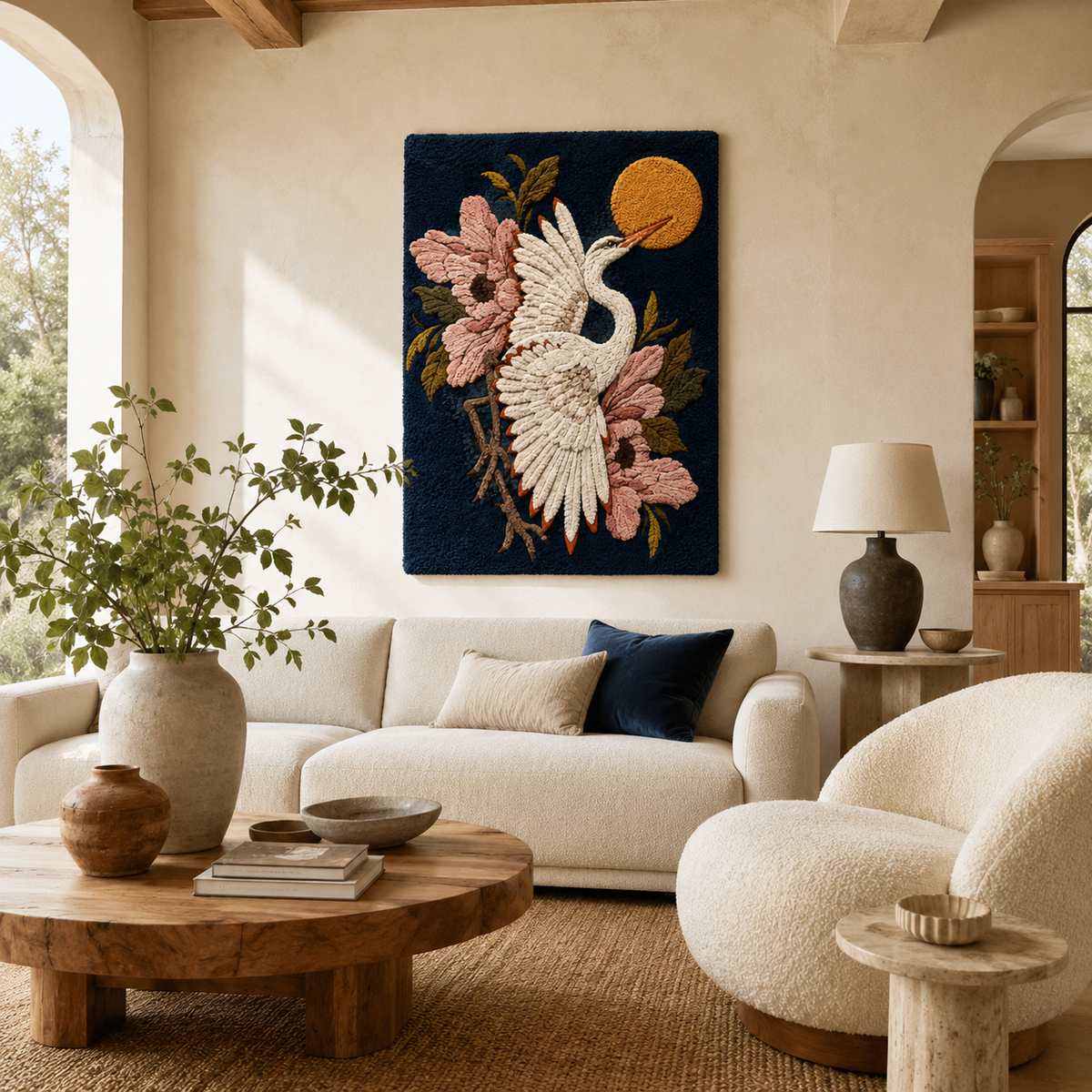 Hewn Earth Cinder Thicket wall art featuring earthy tones and abstract forest-inspired design for modern home decor.