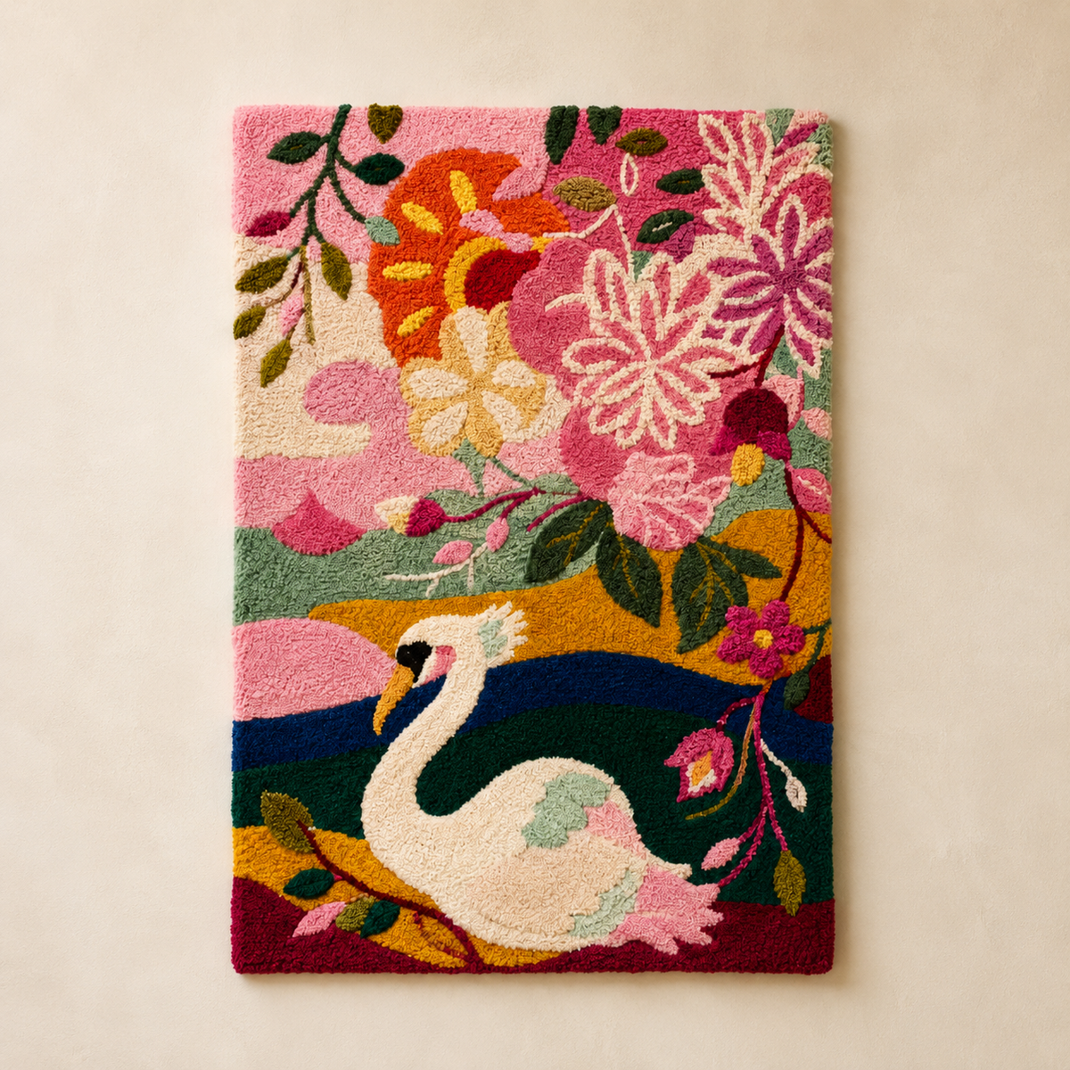 Hewn Earth Afterglow Kestrel wall art featuring vibrant, abstract design displayed on a modern room wall.