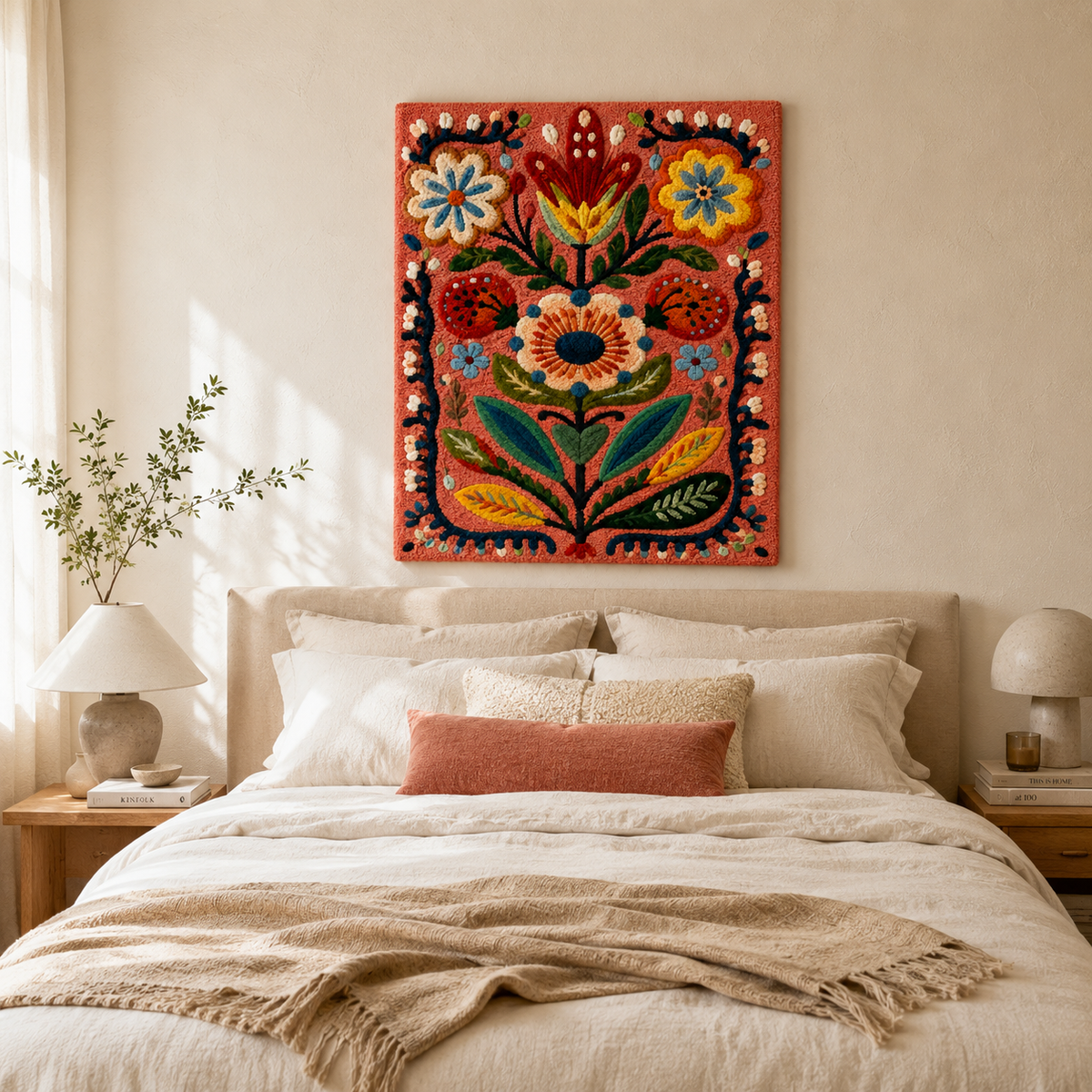 Hewn Earth Cinder Reverie wall art featuring abstract light and earthy tones, suitable for modern home decor.