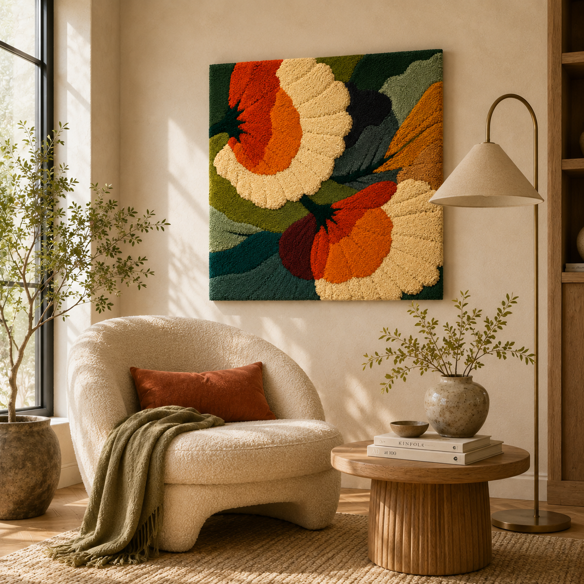 Hewn Earth Ember Arcade wall art featuring abstract, textured design with warm earthy tones for modern interior décor.