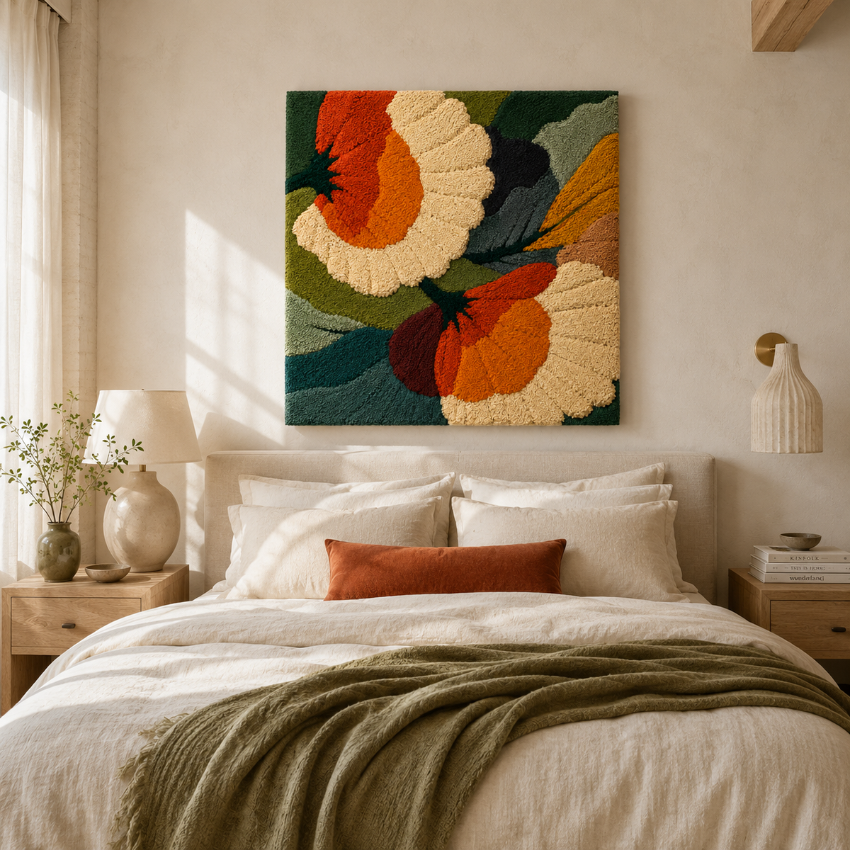 Hewn Earth Ember Arcade wall art featuring abstract geometric design in warm earthy tones, suitable for modern interior decor.