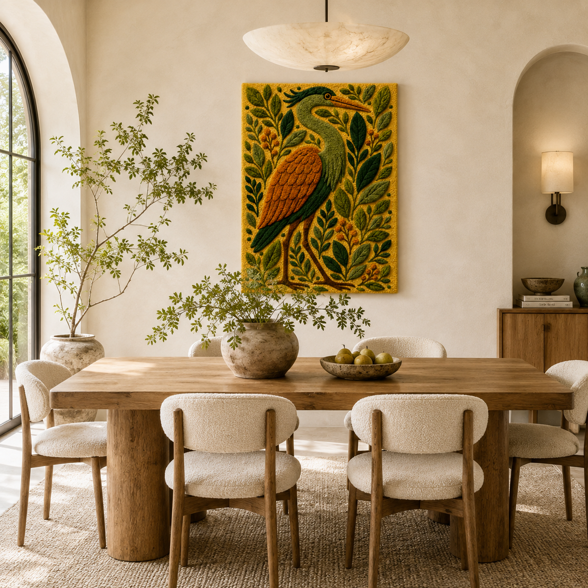 Hewn Earth Luminous Oasis wall art featuring vibrant, abstract design with glowing, luminous elements on a textured background.