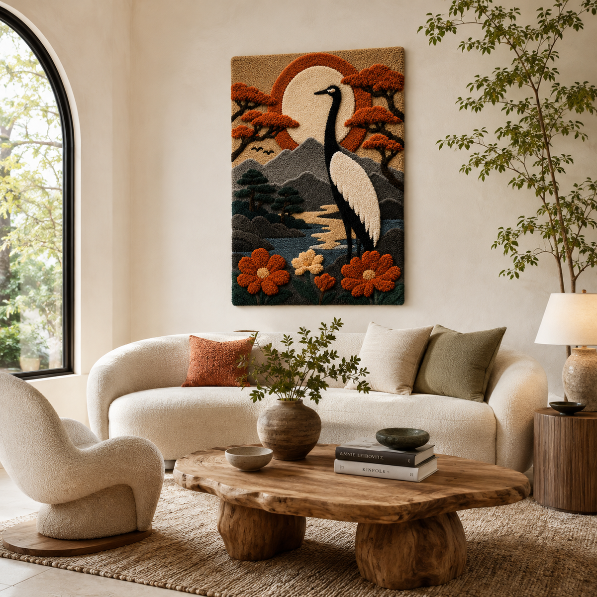 Hewn Earth Ember Koi wall art featuring a vibrant koi fish with flowing fins in a natural, artistic design.