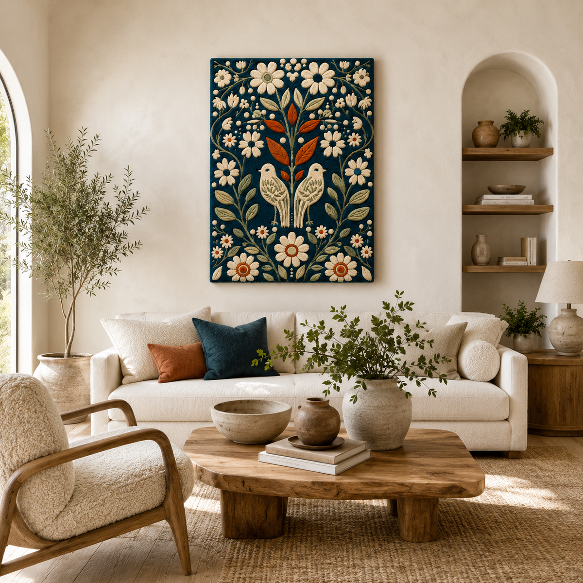 Hewn Earth Afterglow Fern wall art featuring vibrant green fern leaves on a neutral background, perfect for modern home decor.