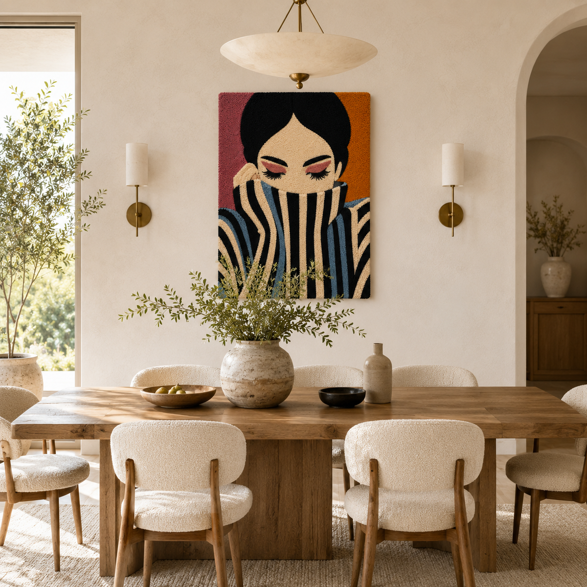Hewn Earth Cinder Bloom wall art featuring a vibrant abstract floral design on a textured background.