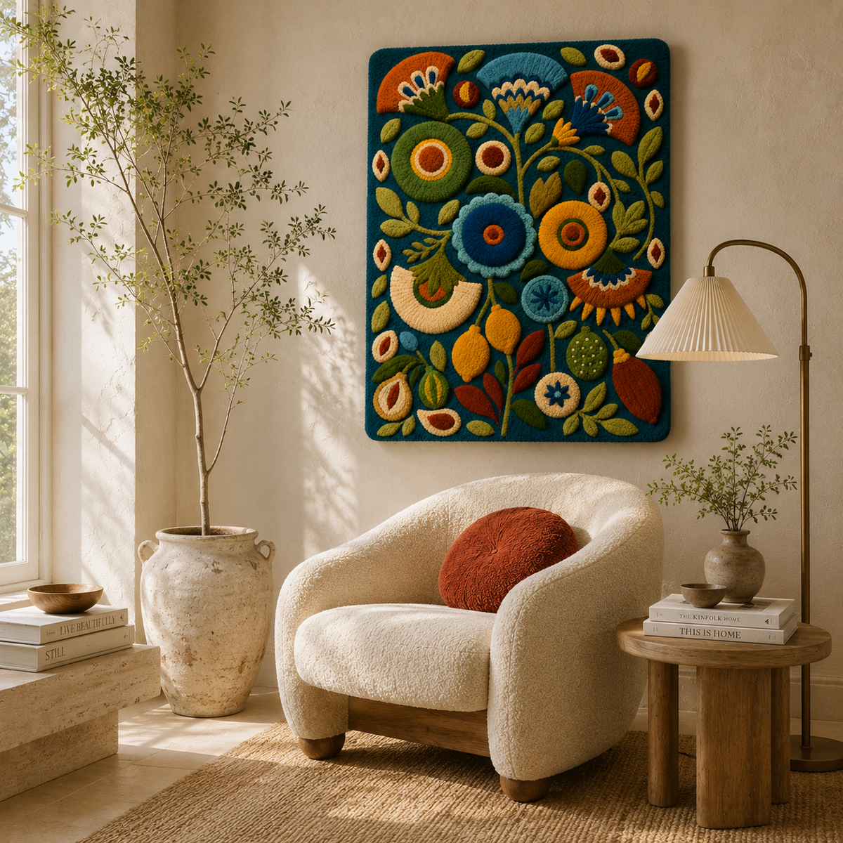 Hewn Earth Afterglow Eclipse wall art featuring a vibrant, abstract celestial design on a textured canvas.