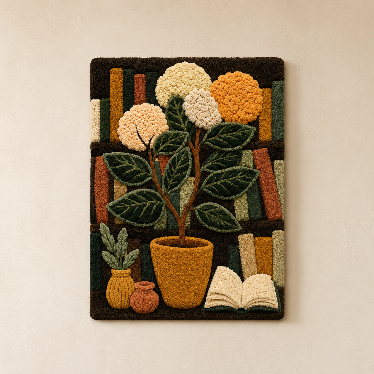 Hewn Earth Afterglow Crescent wall art, abstract crescent design in warm tones, displayed on a modern interior wall.
