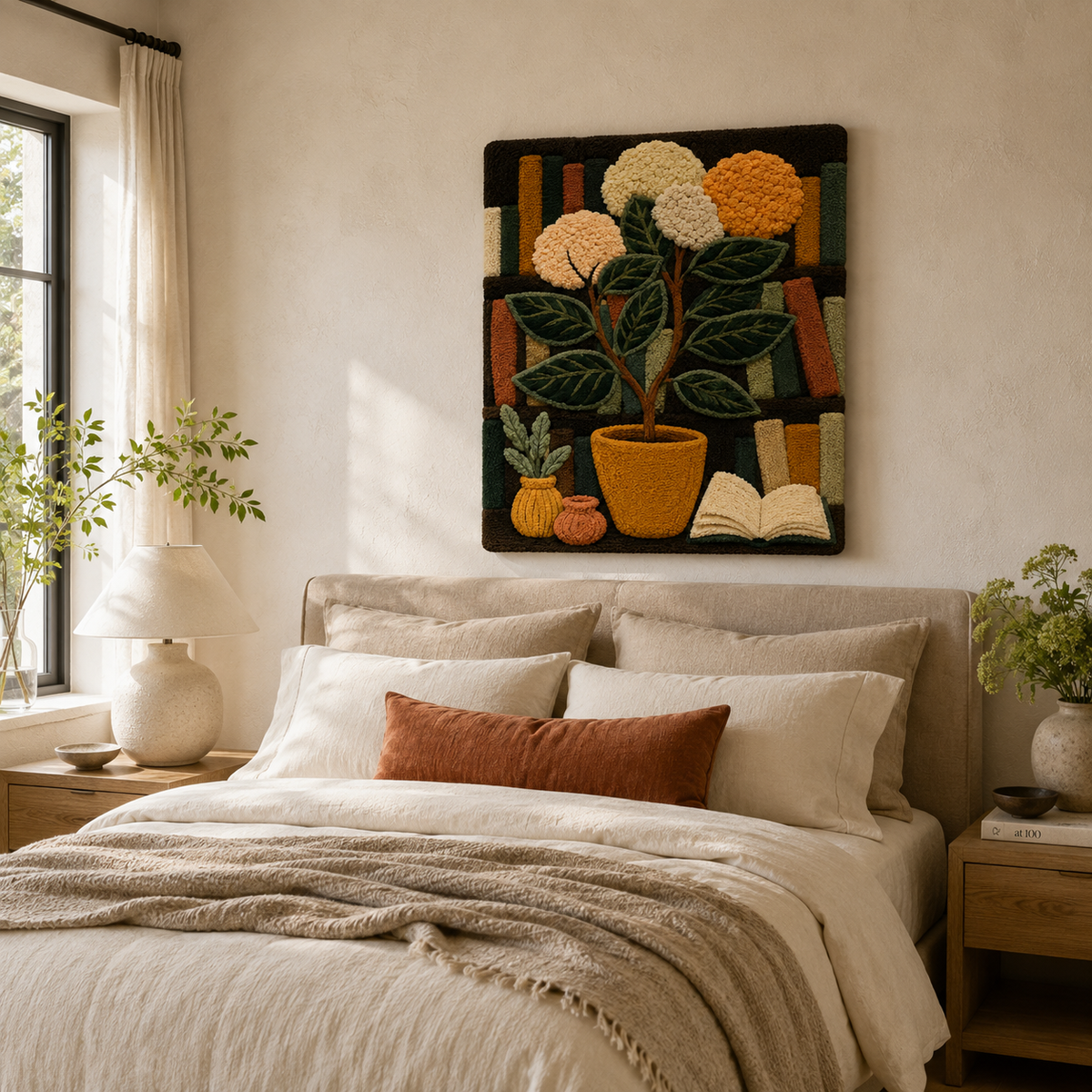 Hewn Earth Afterglow Crescent wall art featuring a glowing crescent moon design on a dark background.