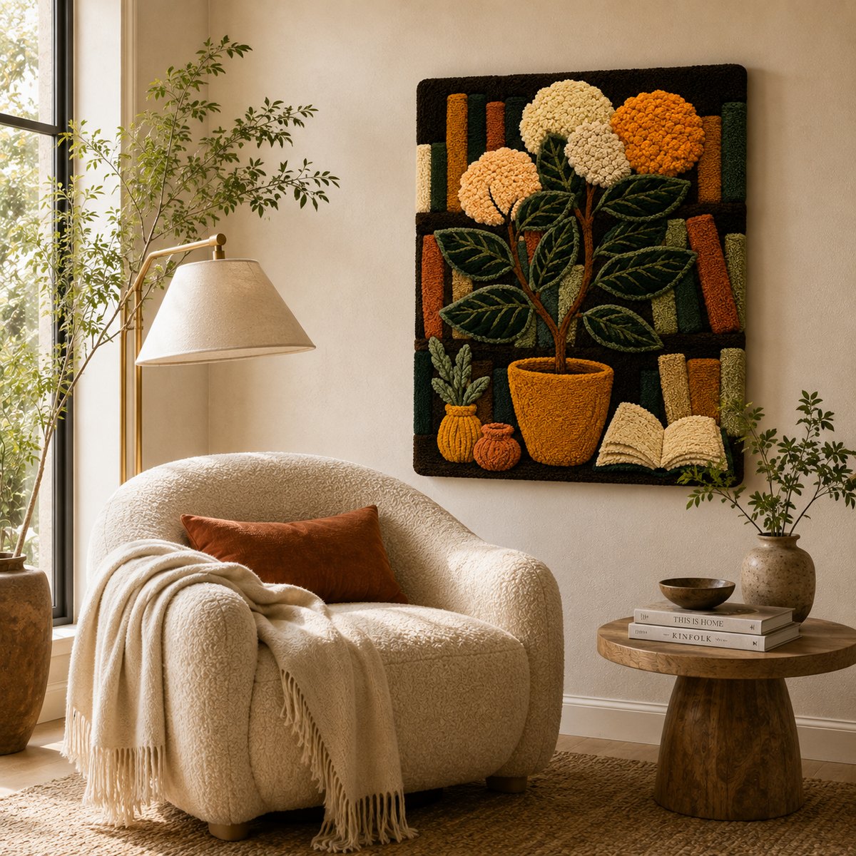 Hewn Earth Afterglow Crescent wall art featuring a glowing crescent moon design on a neutral background.