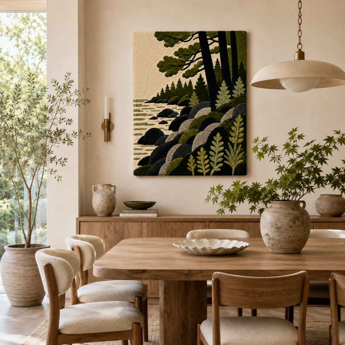 Hewn Earth Ember Quietude wall art featuring warm earthy tones and abstract design, perfect for modern interior decor.