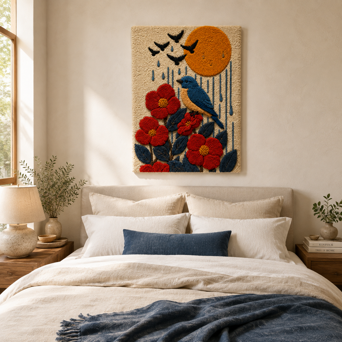 Luminous Garden wall art by Hewn Earth featuring vibrant, glowing botanical design on a textured surface.