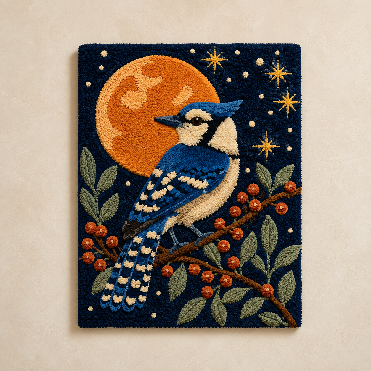Hewn Earth Afterglow Nightingale wall art featuring vibrant, abstract bird and floral design on a textured canvas background.
