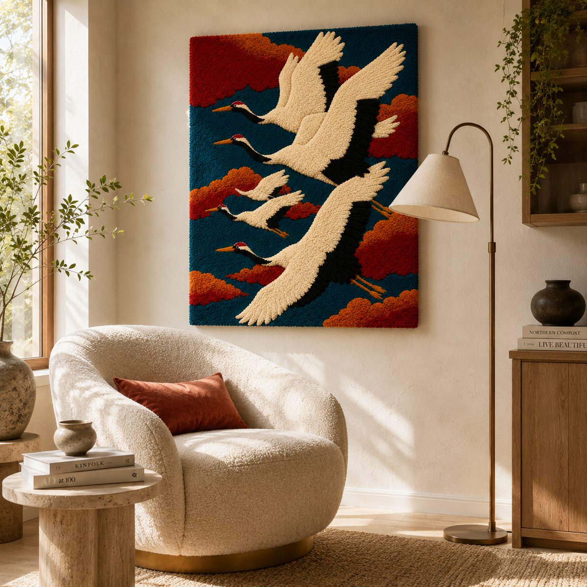 Hewn Earth Ember Cove wall art featuring warm, earthy tones with abstract light and shadow design for modern interior decor