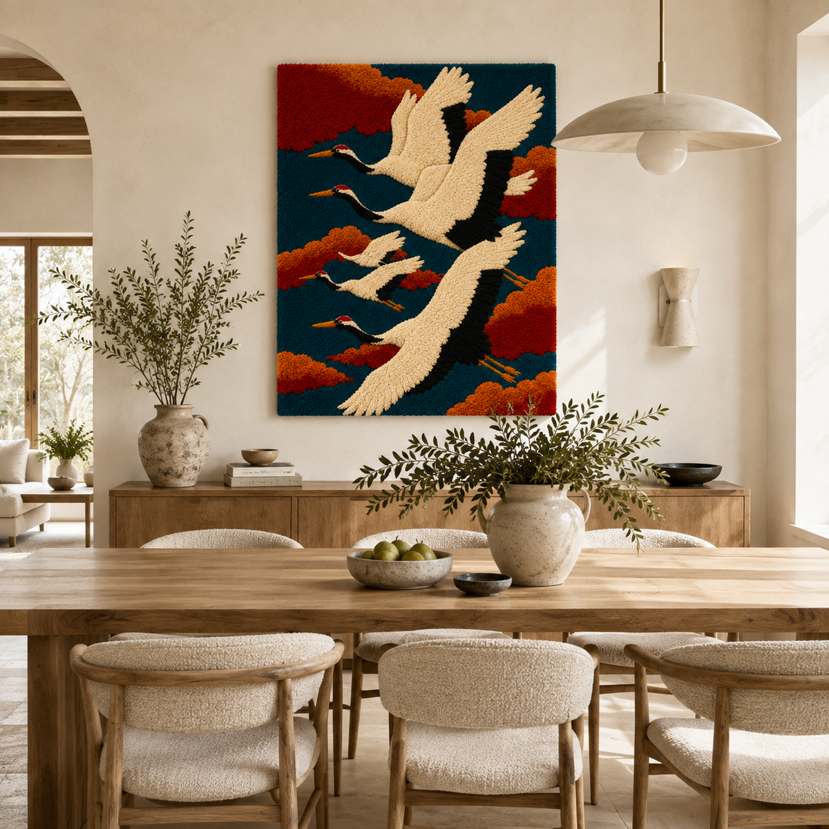 Hewn Earth Ember Cove wall art featuring a vibrant, abstract design with earthy tones and textured details.