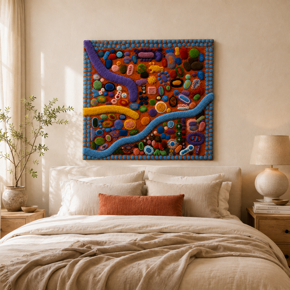 Hewn Earth Gilded Jubilee wall art featuring intricate gold accents on a textured canvas background.