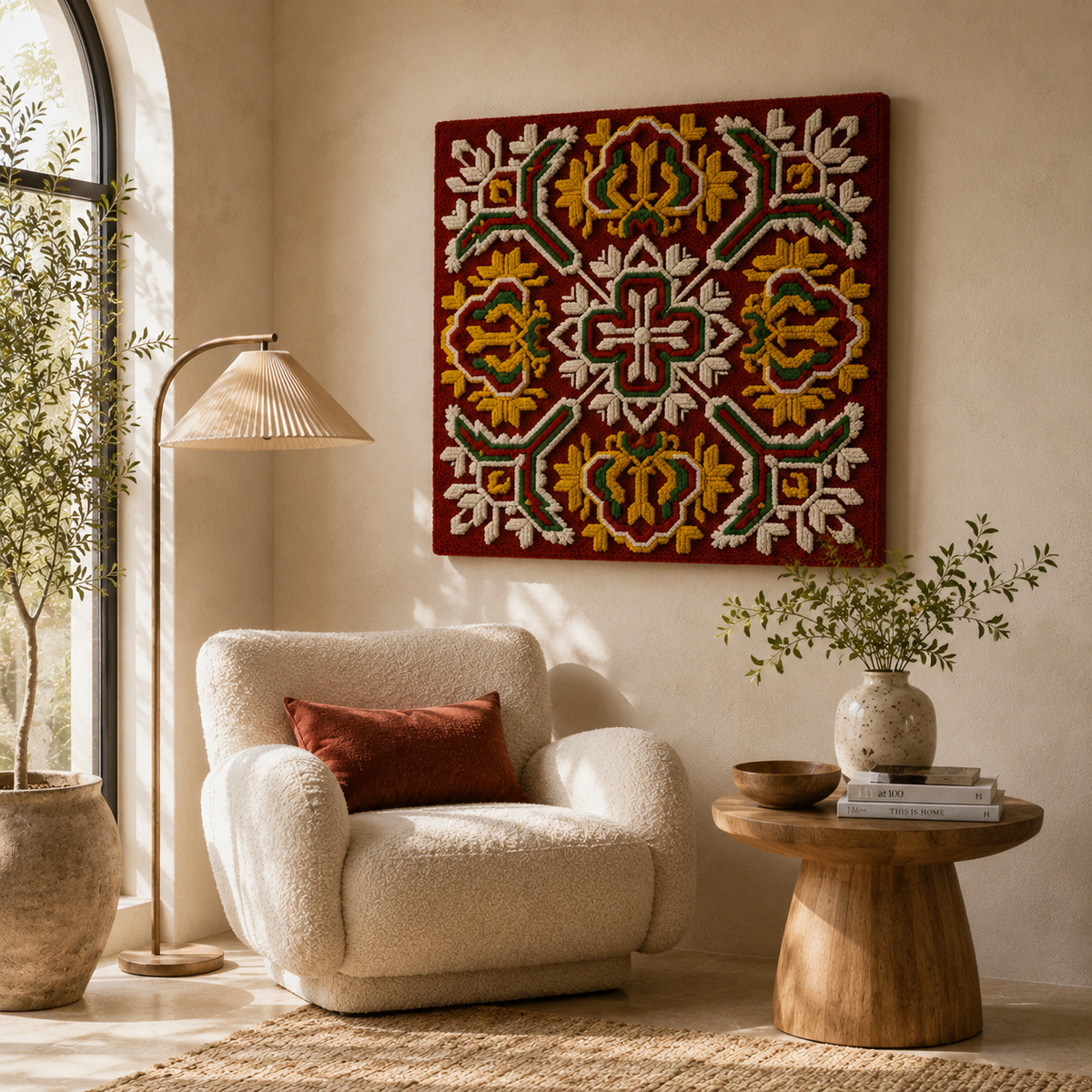 Hewn Earth Luminous Embankment wall art featuring a glowing, abstract landscape scene with vibrant colors and textured details.