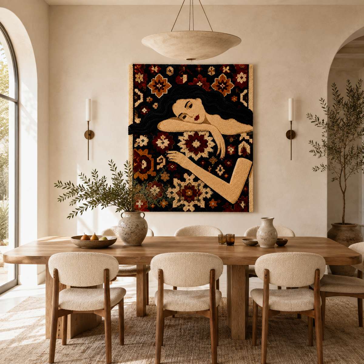 Gilded Isle wall art by Hewn Earth featuring a detailed, gold-accented landscape scene on a textured canvas.